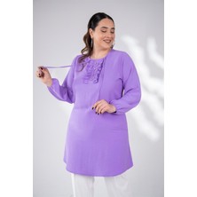 Roxxlen Büyük Beden Kadın Yaka Detaylı Tunik