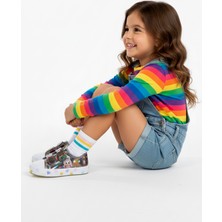 Artı Artı Ayakkabı Mia KİDS-2401 🌈 Hologram 3D Kız Çocuk Cırtlı Işıklı Platin Sneakers