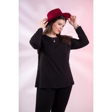 Roxxlen Büyük Beden Bisiklet Yaka Basic Bluz