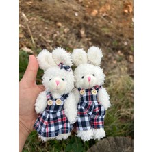 Sumicorn Sevimli Peluş Tavşan Anahtarlık Seti Çanta Aksesuarı Çift Sevgili Anahtarlığı Hediyelik 2'li Set