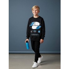 Zekids Erkek Çocuk Pamuklu Baskılı Tasarım Sweatshirt