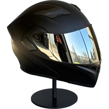 Scharf 902 Çene Açılır Motosiklet Kaskı – Güneş Gözlüklü (Silver Vizörlü) Matblack