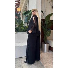 ViolettaXL Kadın Büyük Beden Transparan Tül Detay Omuz Dekolteli Sandy Ikili Takım