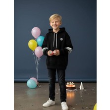 Zekids Erkek Çocuk Kapüşonlu Kolları Şerit Detaylı Sweatshirt