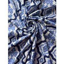 Mavi Geometrik Desenli Pamuk-Viskoz Kumaş – Yumuşak, Hafif ve Dökümlü 150 cm Genişlik – Elnv6