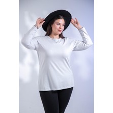 Roxxlen Büyük Beden Bisiklet Yaka Basic Bluz