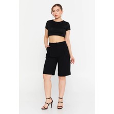 Kameya Pileli Bermuda Şort 25S20732