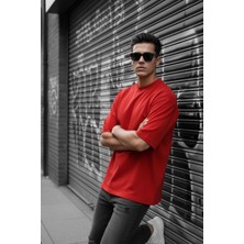 Oksit Benriy Erkek Oversize Basic Bisiklet Yaka Pamuklu T-Shirt Rahat Kesim Unisex Sevgili Kombini