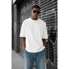 Oksit Benriy Erkek Oversize Basic Bisiklet Yaka Pamuklu T-Shirt Rahat Kesim Unisex Sevgili Kombini