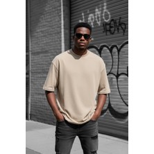 Oksit Benriy Erkek Oversize Basic Bisiklet Yaka Pamuklu T-Shirt Rahat Kesim Unisex Sevgili Kombini