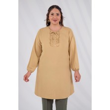 Roxxlen Büyük Beden Kadın Yaka Detaylı Tunik