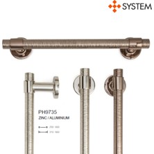 System 9735 Çekme/sürgü Kapı Kolu Rose Rengi 60 cm (Iki Delik Arası Mesafe)