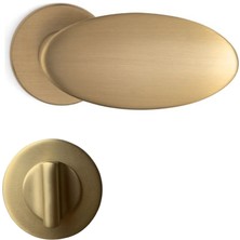 System Oberon Rozetli Kapı Kolu Takımı Altın Saten Renk Wc (Lavabo-Banyo-Tuvalet Rozetli)