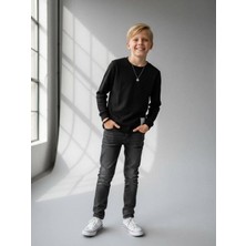 Zekids Erkek Çocuk Pamuklu Dokulu Kumaş Ince Uzun Kollu Sweatshirt