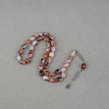 Lapisdo Arizona Katalin Alpaka Püskül Beyzi Kesim 8X12MM Tesbih- Kahverengi