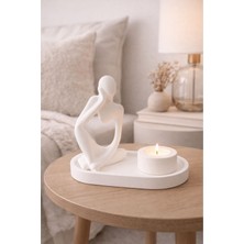 Akanart Düşünen Adam Soyut Figür Mum ve Tabak Seti – 3’lü