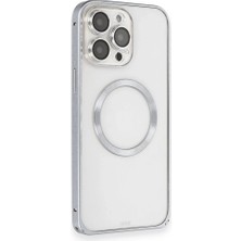 Genel Tedarik iPhone 15 Pro Max Kılıf Metal Bumper Magneticsafe Kapak - GRI-(5796) - EMTHBA3579-1775