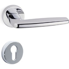 System Kaya Rozetli Kapı Kolu Krom Yale (Dış Kapı) Rozetli