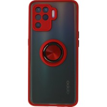 Genel Tedarik Oppo Reno 5 Lite Kılıf Montreal Yüzüklü Silikon Kapak - KIRMIZI-(5796) - EMTHBA7750-8773
