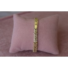 Nuit Balık Sırtı Çelik Bileklik Kararmaz 14K Altın Kaplama