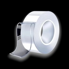 Ultra Güçlü Çift Taraflı Nano Bant – 2 Metre x 3 cm Şeffaf Yapışkanlı Silikon Bant