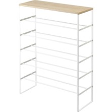 Yamazaki 6 Katlı Ahşap Üstlü Çelik Ayakkabılık Beyaz 87 cm