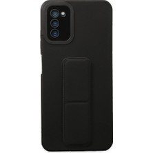 Genel Tedarik Samsung Galaxy A03S Kılıf Mega Standlı Silikon - SIYAH-(5796) - EMTHBA7609-3556