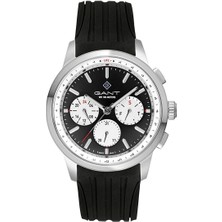 Gant Erkek Kol Saati Siyah Silikon Kordon Siyah Beyaz Kadran 44.5 mm Paslanmaz Çelik Kasa Mineral Cam 10 Atm