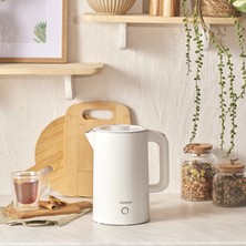 Homend Heatrow Cooltouch 1618H Paslanmaz Çelik El Yakmaz Gövdeli Su Isıtıcısı Beyaz