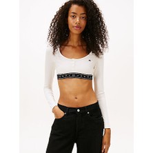 Tommy Hilfiger Kadın Tjw Sp Crop Tape Ls Rib T-Shirt