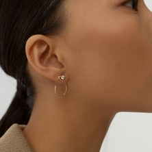 Aja Elora Kalp Figürlü Tek Taşlı Altın Küpe