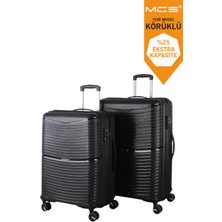 MÇS V379 Aura Y.üretim Pp Valiz 65 cm + 75 cm Siyah Set
