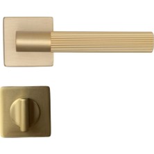 System Leo-L Rozetli Kapı Kolu Altın Saten Renk Wc (Lavabo-Banyo-Tuvalet Rozetli)