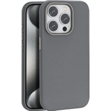 Genel Tedarik iPhone 15 Pro Kılıf Wonder Deri Magsafe Kapak - Titan GRI-(5796) - EMTHBA9935-3268