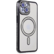 iPhone 15 Kılıf Joke Simli Magneticsafe Kılıf - SIYAH-(5796) - EMTHBA6594-3519