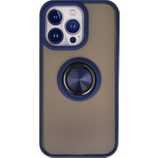 Genel Tedarik iPhone 15 Pro Max Kılıf Montreal Yüzüklü Silikon Kapak - LACIVERT-(5796) - EMTHBA5855-8250