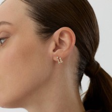 Aja Silven Çok Taşlı Pimli Altın Küpe