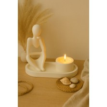 Akanart Soyut Figür Mum ve Tabak Seti – 3’lü