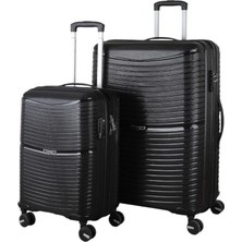 MÇS V379 Pp Y.üretim Pp Valiz 55 cm + 65 cm Siyah Set