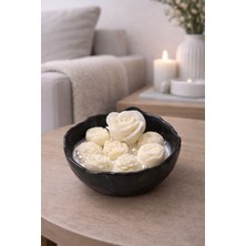 Akanart Siyah Çanak Gül Bahçesi Dekoratif Soya Mum