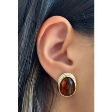 Aurah Gold Detaylı Amber Küpe