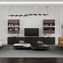 Enza Home Modena Düşer Kapaklı Üst Tv Modülü - Parlak Kahve