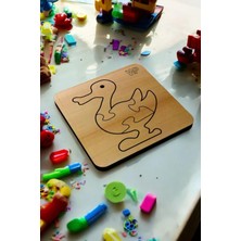 1 Fark Eğitici Puzzle 4mm Plywood Ahşap Boyanabilir Çocuklar İçin - Hayvanlar serisi -Ördek