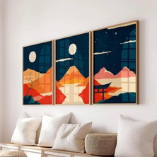 Pam Studio Japon Esintili Manzara 3’lü Tablo Seti – Modern Minimalist Duvar Dekoru