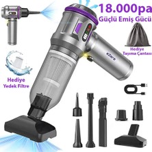 Ezere 18000PA Güçlü Dijital Göstergeli Vakumlu Kablosuz Üflemeli Mini Araç Süpürgesi