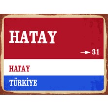 BiveSa Hatay Ili Retro Ahşap Sokak Tabelası