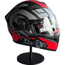 Scharf 902 Çene Açılır Motosiklet Kaskı – Güneş Gözlüklü (Şeffaf Vizörlü) H1 Red