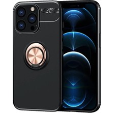 iPhone 13 Pro Kılıf Range Yüzüklü Silikon - SIYAH-GOLD-(5796) - EMTHBA8379-5386