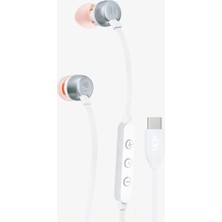 Linktech Ekstra Bass Kablolu Kulaklık , Linktech H74 Beyaz Type-C Mikrofonlu Metal Kablolu Kulak Içi Kulaklık , Premium Type-C Kablolu Kulaklık