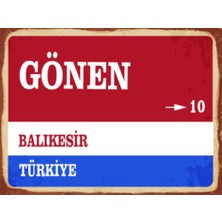BiveSa Balıkesir Ili Gönen Ilçesi  Retro Ahşap Sokak Tabelası